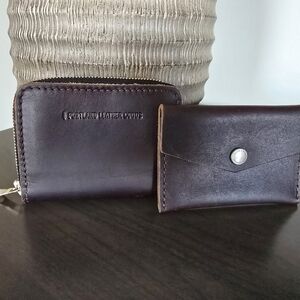 Portland Leather Small Zip and small envelope, Grizzly. Excellent condition